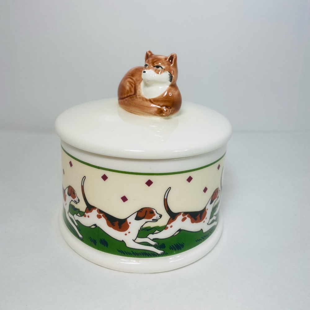 Fox Hunt Scene Hound Dogs Porcelain Trinket Box by VANDOR 1984 - Picture 4 of 8